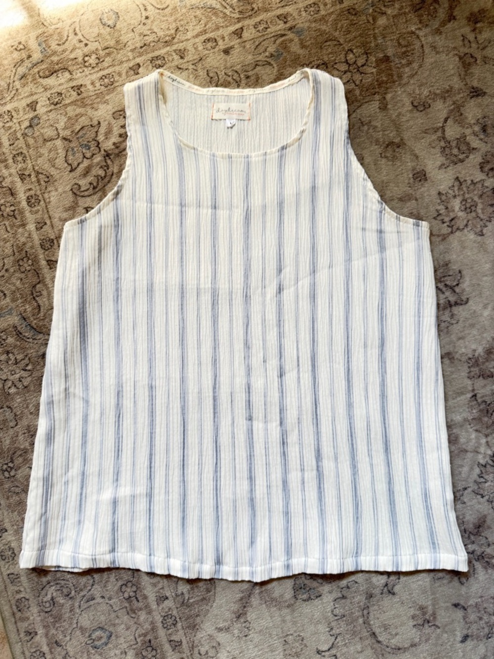Lightweight Striped Sleeveless Top - Blue/White